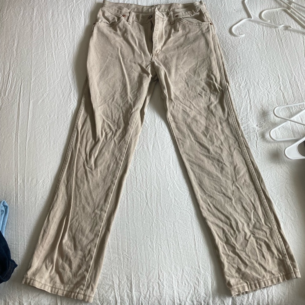Wrangler cowboy cut slim bootcut tan jeans